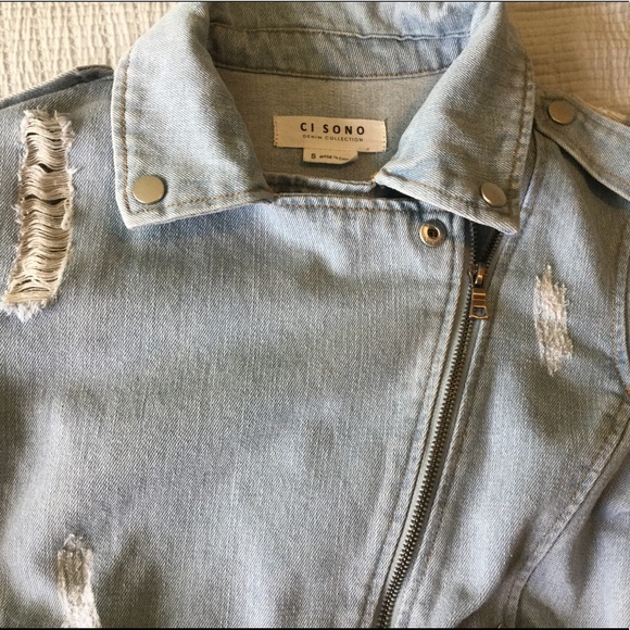 Ci Sono moto style light wash jean jacket - Picture 10 of 13